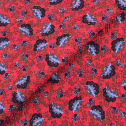 Tissu crêpe polyester rouge à petits dinosaures bleu | Moline