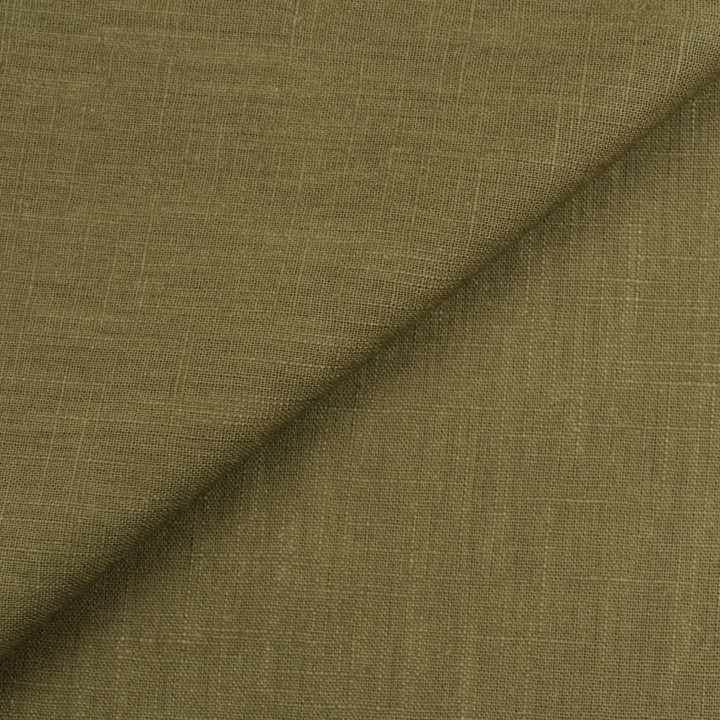 Tissu 100% Lin Uni Vert Kaki – Naturel, Résistant et Haut de Gamme