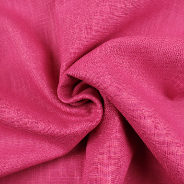 Coupon Tissu Lin Uni Framboise | 3m x 140cm | 100% Naturel & Éco-responsable