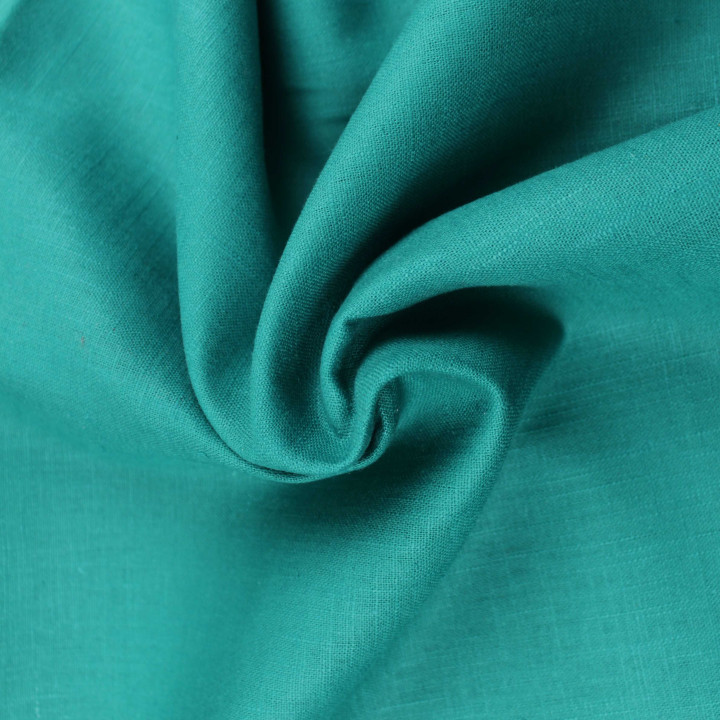 Tissu Lin Uni Vert Canard / Vert Pin – Lin Naturel Haut de Gamme
