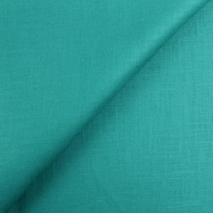 Tissu Lin Uni Vert Canard / Vert Pin – Lin Naturel Haut de Gamme