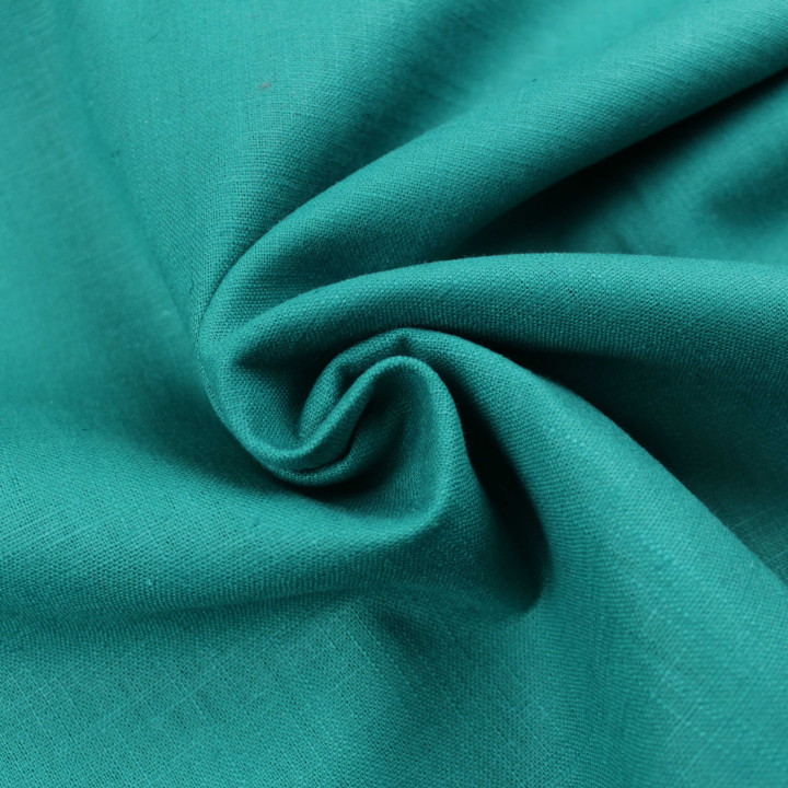 Tissu Lin Uni Vert Canard / Vert Pin – Lin Naturel Haut de Gamme