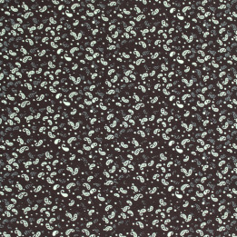 Tissu coton noir imprimé géométrique petites feuilles blanches et grises – Élégant