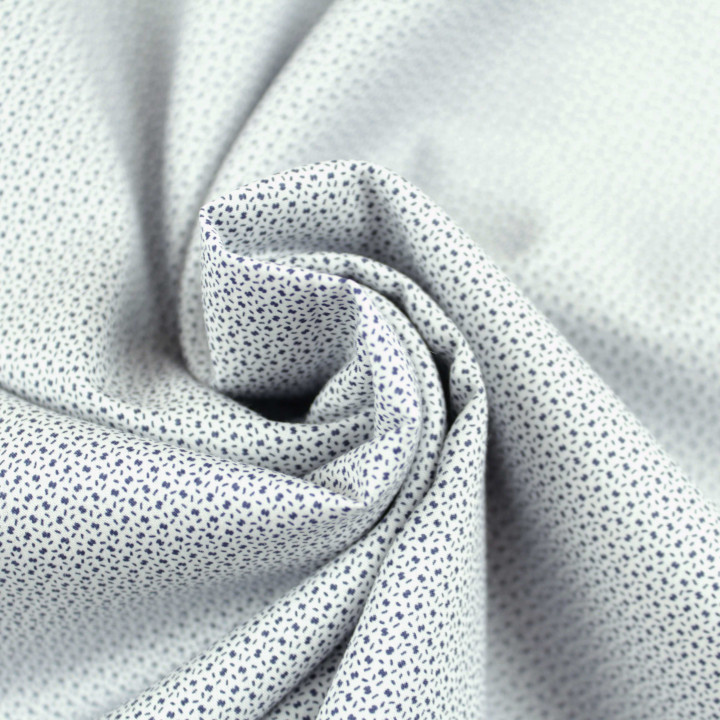 Tissu coton blanc à motif géométrique petites taches et points noir – Élégant et moderne