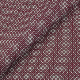 Tissu coton bordeaux motif géométrique ronds blancs et gris – Élégant et moderne