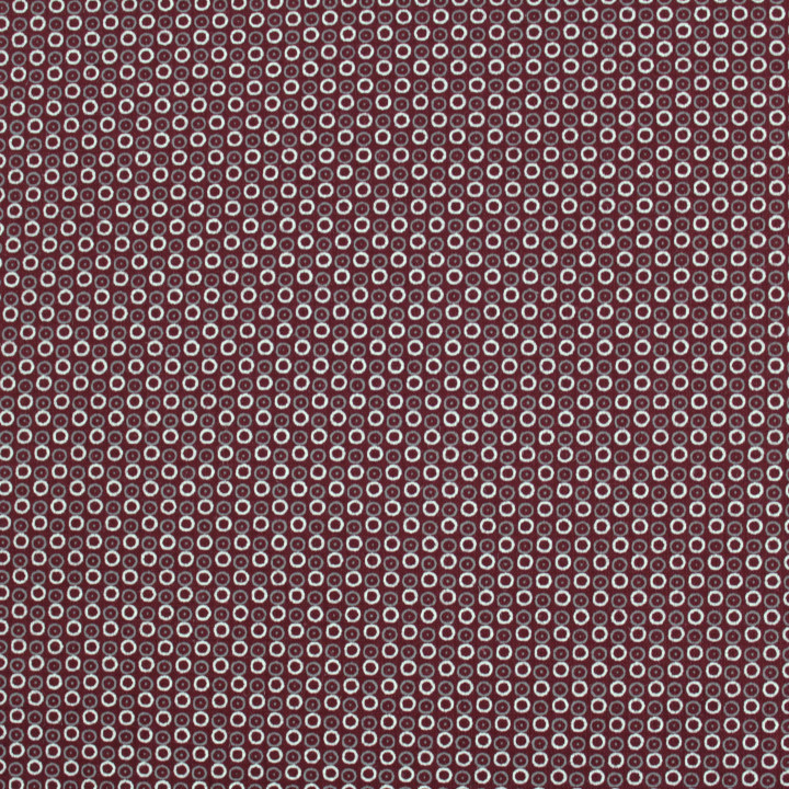 Tissu coton bordeaux motif géométrique ronds blancs et gris – Élégant et moderne