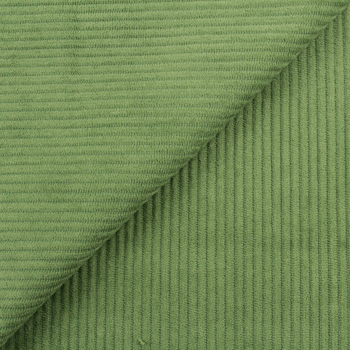 Tissu velours côtelé vert uni – Doux, élégant et polyvalent