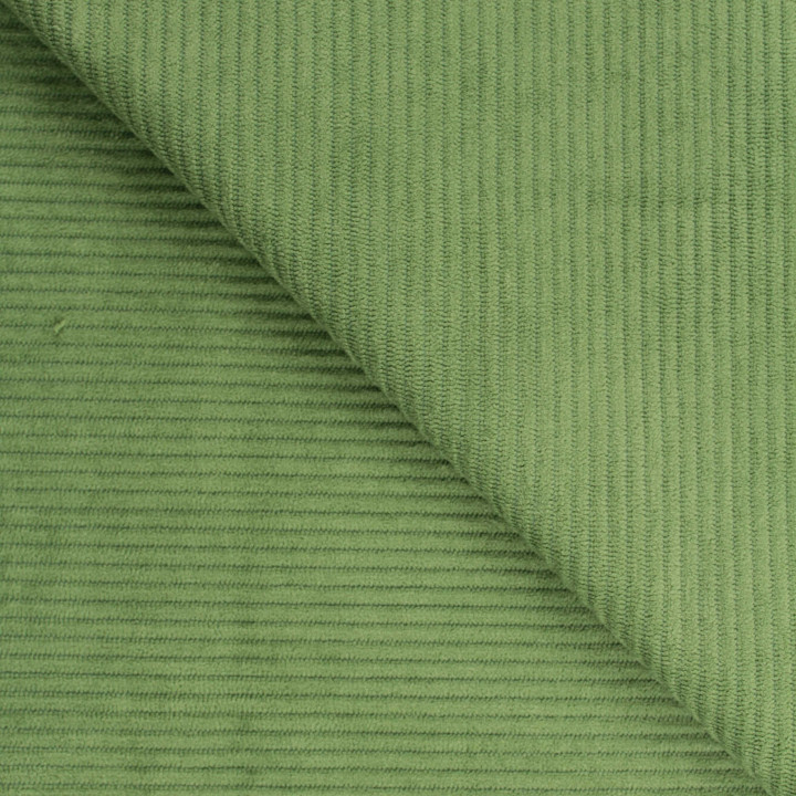 Tissu velours côtelé vert uni – Doux, élégant et polyvalent