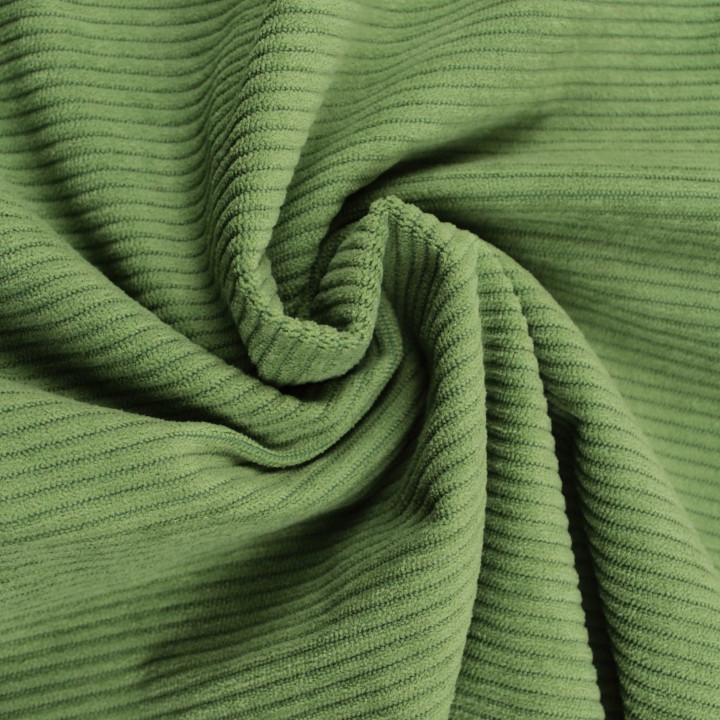 Tissu velours côtelé vert uni – Doux, élégant et polyvalent