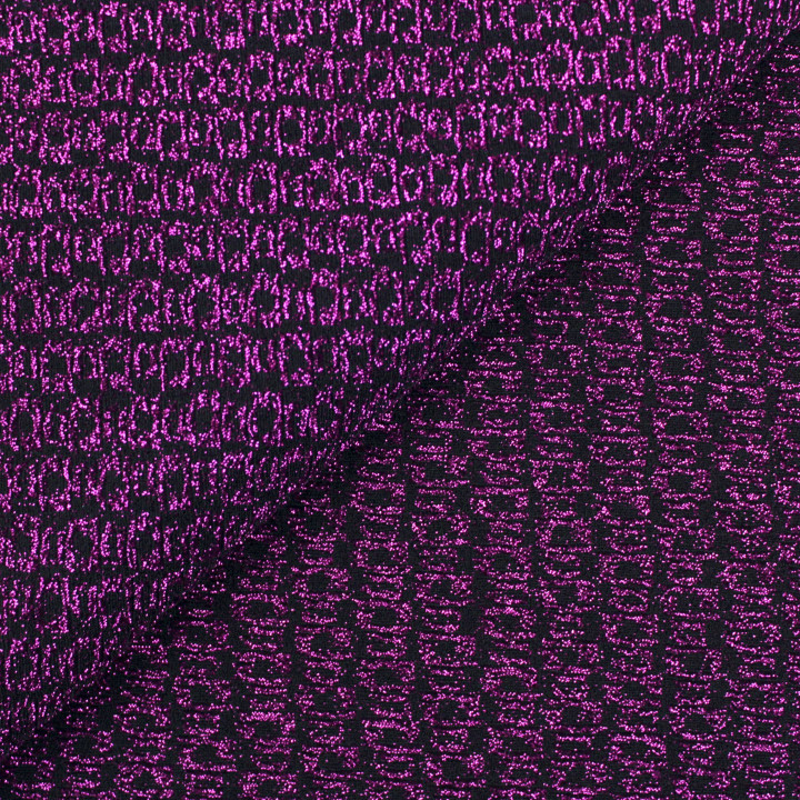 Tissu jersey trame violet brillant et noir extensible