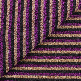 Tissu jersey à rayures noir, violet et or brillant extensible