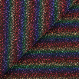 Tissu jersey à rayures dégradé multicolore brillant et extensible