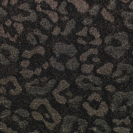 Tissu jersey noir motifs géométriques bronze et argent brillant et extensible