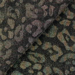 Tissu jersey noir motifs géométriques bronze et argent | Moline