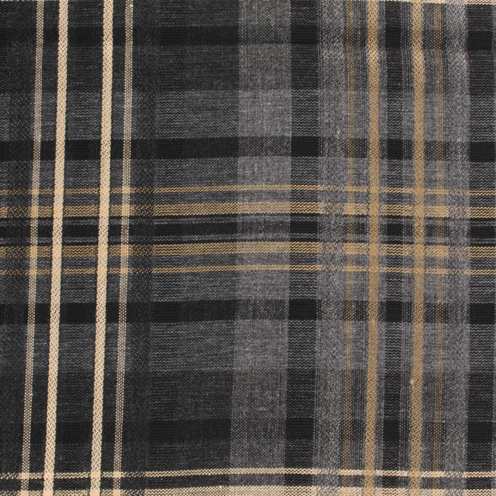 Tissu polyester imprimé à carreaux noir, beige et gris – Léger, résistant et facile d’entretien