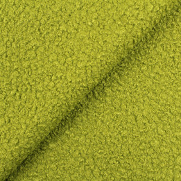 Tissu lainage bouclette vert uni – lainage bouclé épais