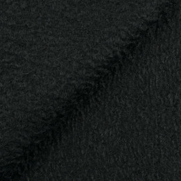 Tissu lainage noir uni à léger relief de vague | Moline