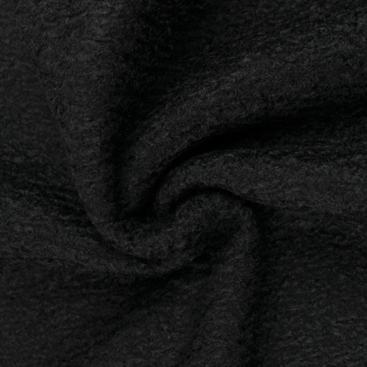 Tissu lainage noir uni à léger relief de vague – tissu pour manteaux et vestes