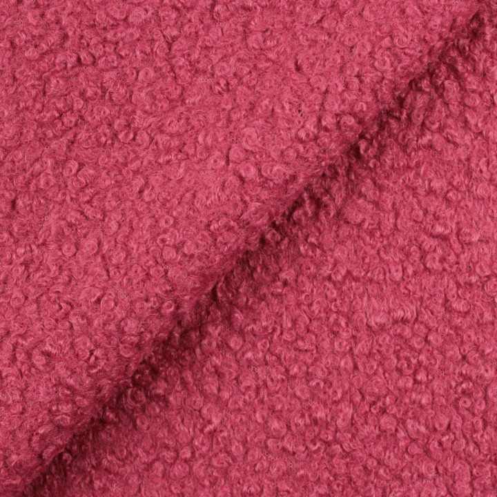 Tissu Lainage Bouclette Fushia Clair Uni – Doux, Chaud et Moelleux – Parfait Vêtements & Accessoires