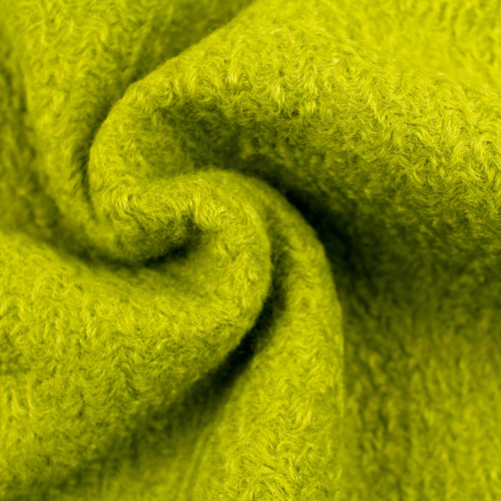Tissu Lainage Fine Bouclette en Vague Vert Citron Uni – Doux, Souple et Tendance