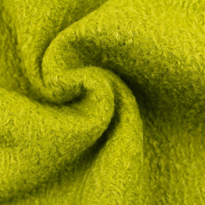 Tissu Lainage Fine Bouclette en Vague Vert Citron Uni – Doux, Souple et Tendance