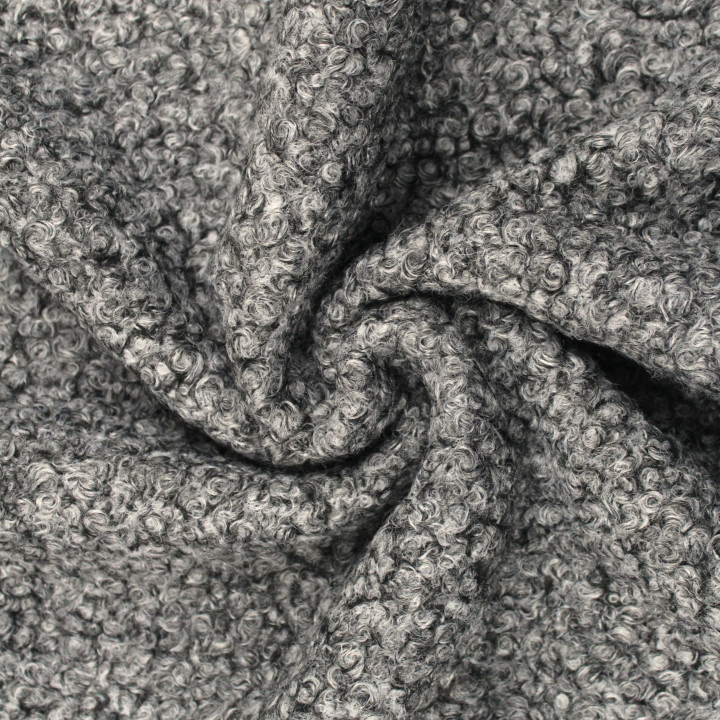 Tissu Lainage Bouclette Gris Mélangé Uni – Doux, Chaud et Résistant