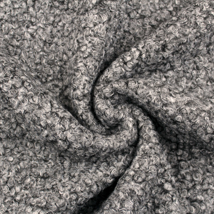 Tissu Lainage Bouclette Gris Mélangé Uni – Doux, Chaud et Résistant