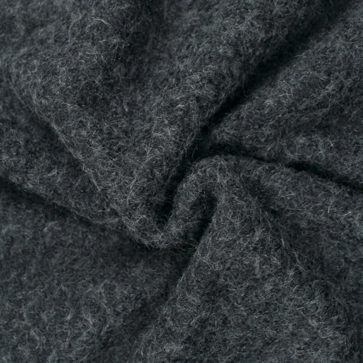 Tissu Lainage Bouclette Gris Foncé Uni – Doux, Chaleureux et Élégant