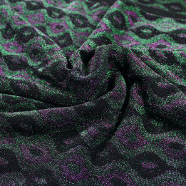Tissu Jersey Extensible à Reflets Vert et Mauve – Imprimé Géométrique