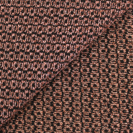 Tissu Jersey Extensible Bronze Brillant & Noir – Motif Géométrique Moderne