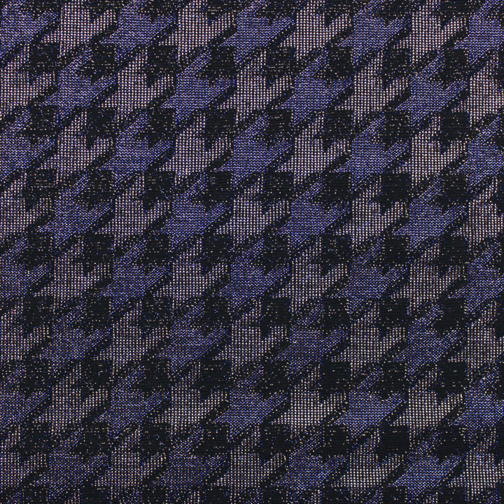Tissu Jersey à Motif Géométrique Argent et Noir à Reflets Bleutés