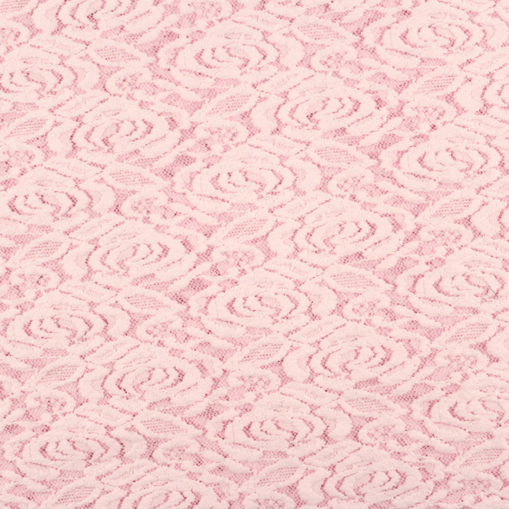 Tissu Dentelle à Motif Floral Rose Uni – Élégante & Délicate