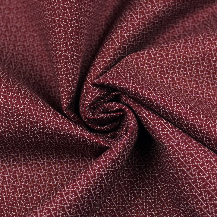 Tissu coton bordeaux motif géométrique blancs – Élégant et moderne