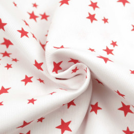 Tissu coton milleraie blanc à motifs étoiles rouge foncé – Graphique et intemporel