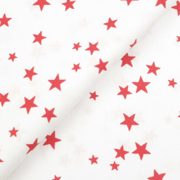 Tissu coton milleraie blanc à motifs étoiles rouge foncé | Moline