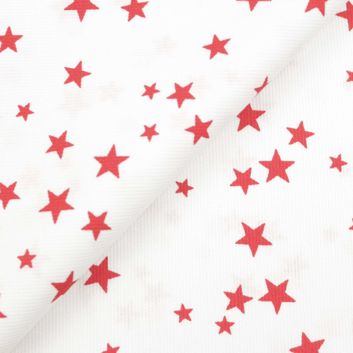Tissu coton milleraie blanc à motifs étoiles rouge foncé – Graphique et intemporel