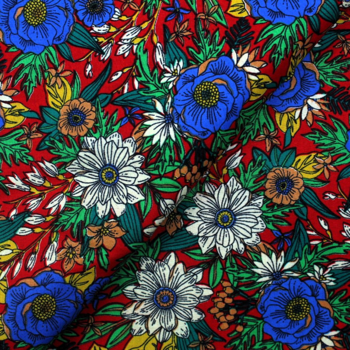 Tissu milleraie blanc à motifs parapluies et cœurs rose et gris