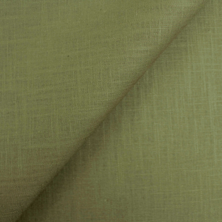Tissu Lin Uni Vert Kaki Clair – Lin Haute Qualité