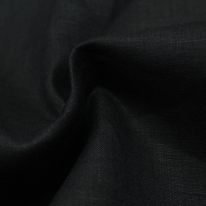 Tissu Lin Uni Noir Léger