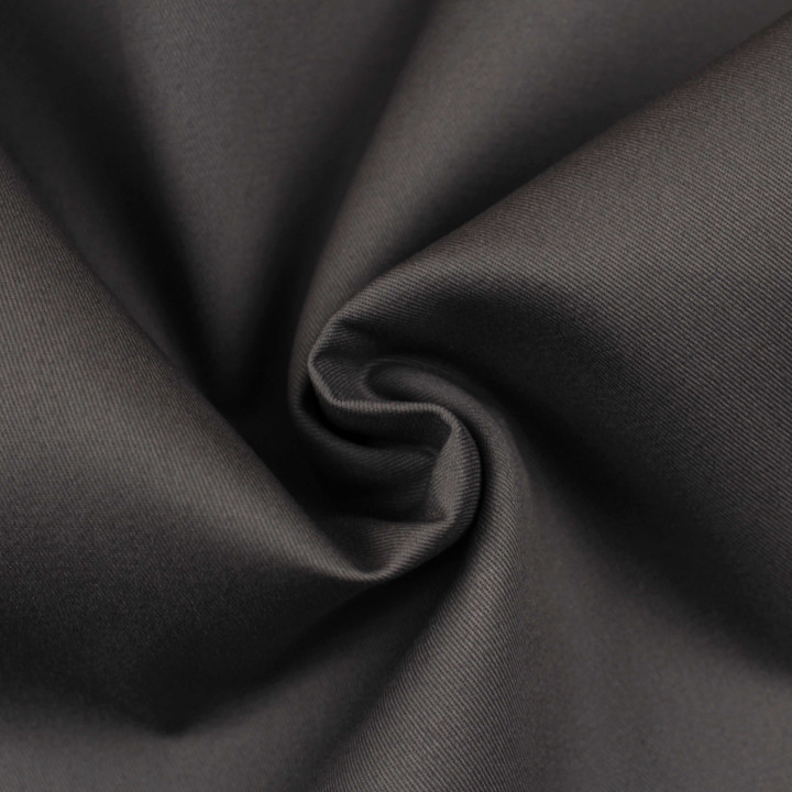 Tissu gabardine coton/polyester gris foncé intense