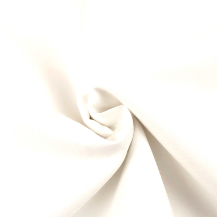 Tissu gabardine coton/polyester blanc uni