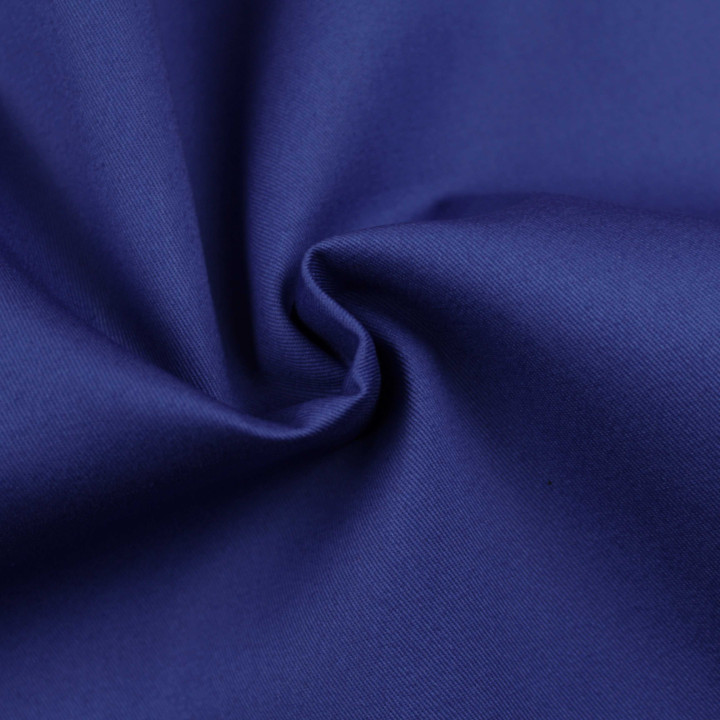 Tissu gabardine coton/polyester bleu roi uni