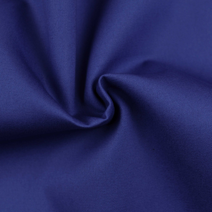 Tissu gabardine coton/polyester bleu roi uni