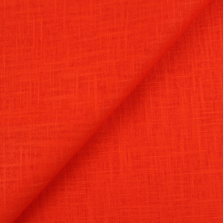 Tissu lin vermillon uni haute qualité