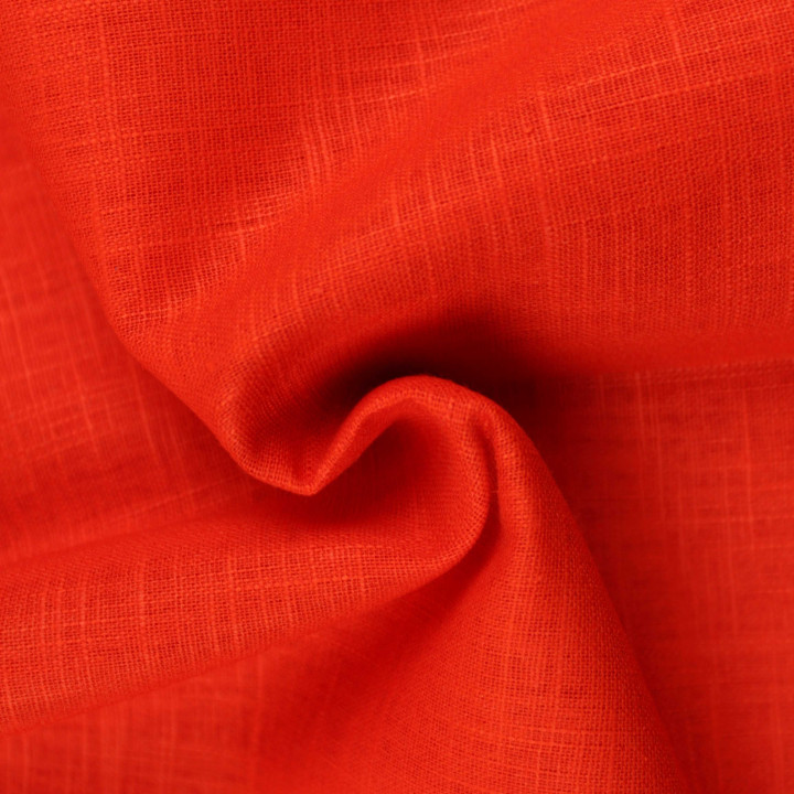 Tissu lin vermillon uni haute qualité
