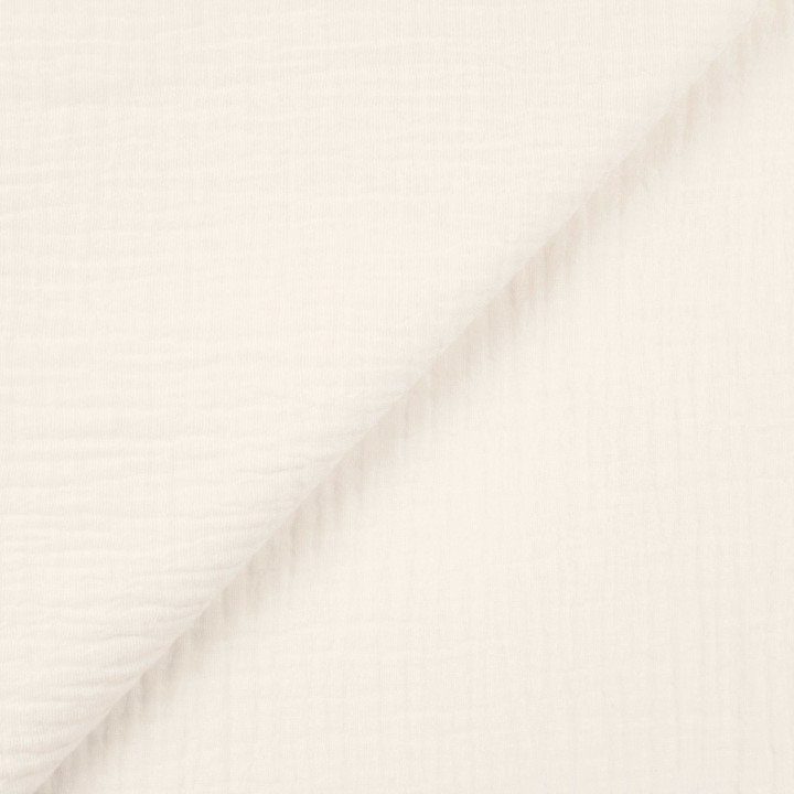 Tissu coton double gaze blanc cassé uni