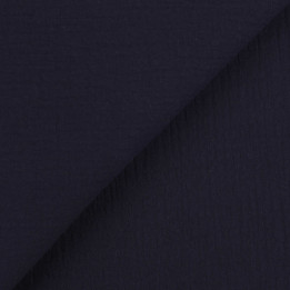 Tissu coton double gaze bleu nuit uni