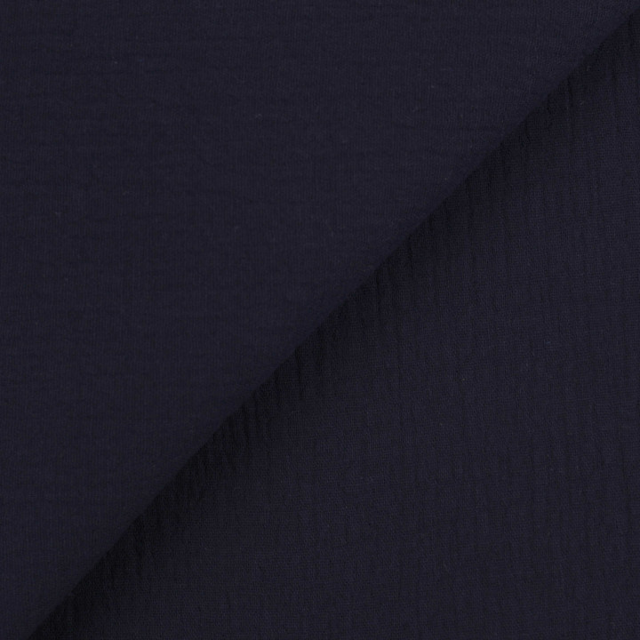 Tissu coton double gaze bleu nuit uni