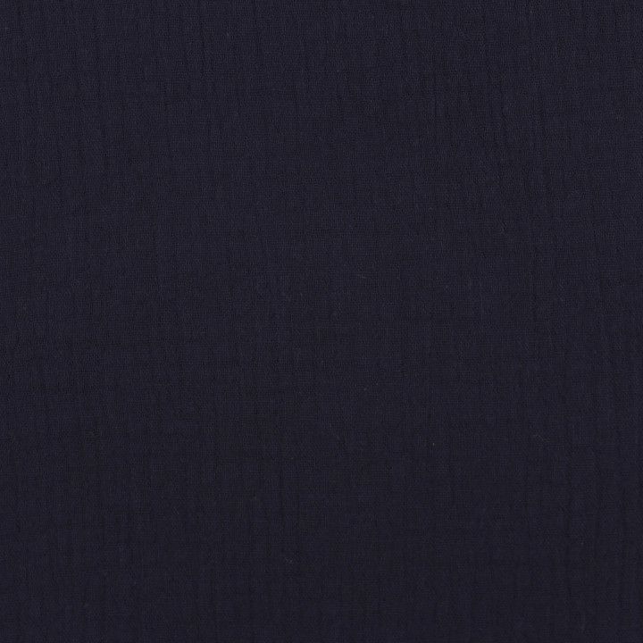 Tissu coton double gaze bleu nuit uni
