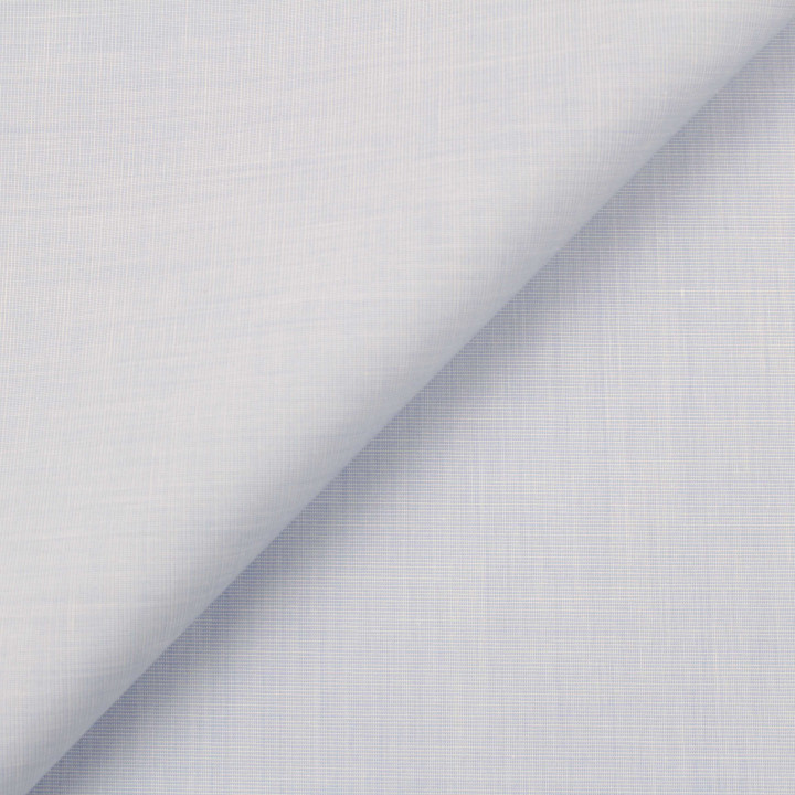 Tissu coton chemise bleu ciel à rayures rouges et blanches